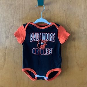 New Baltimore Orioles Baseball 3-6 Month Black & Orange Onesie